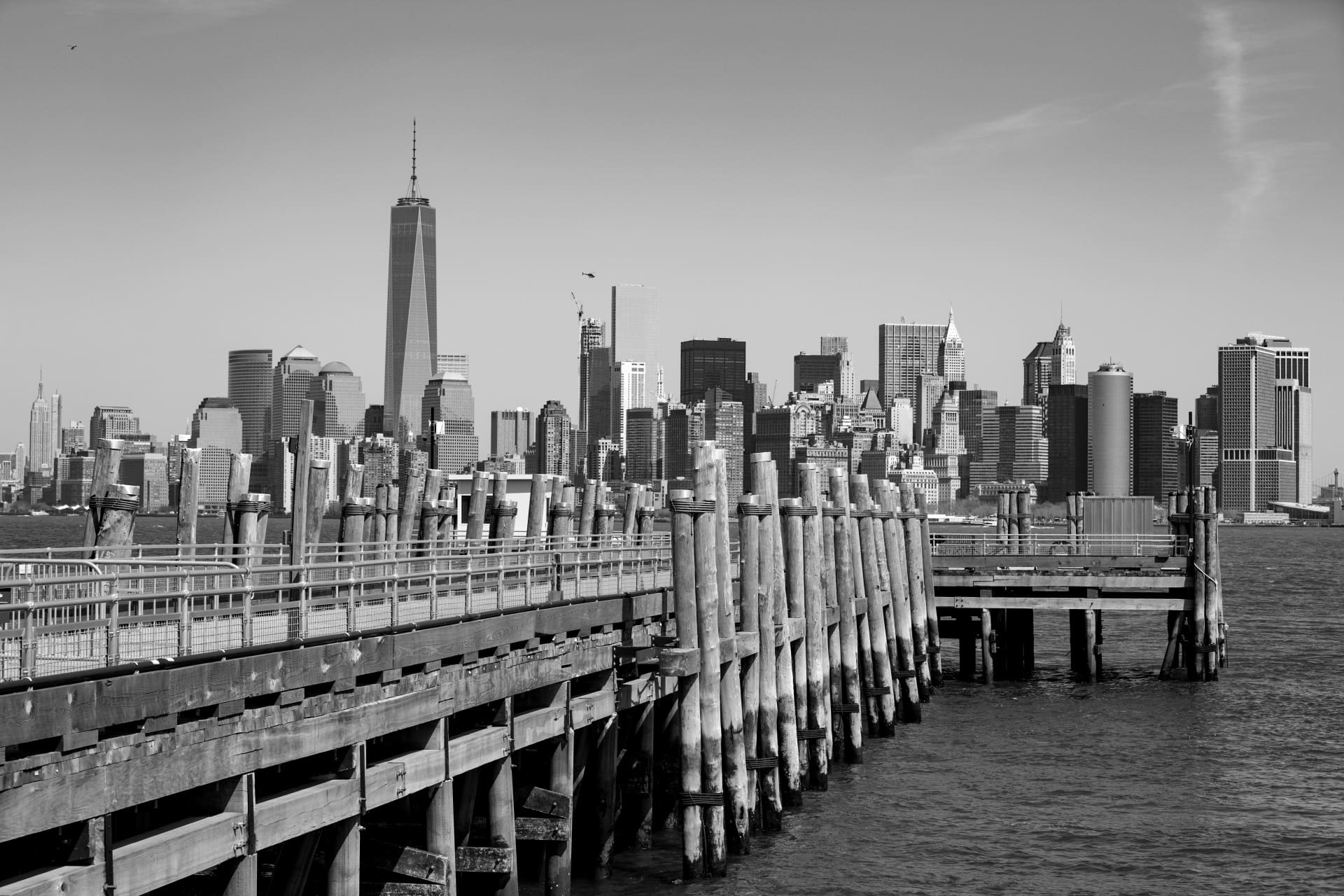 NYC skyline with dock in foreground